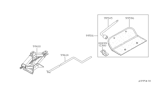 1990 Nissan Sentra Tool Kit & Maintenance Manual Diagram