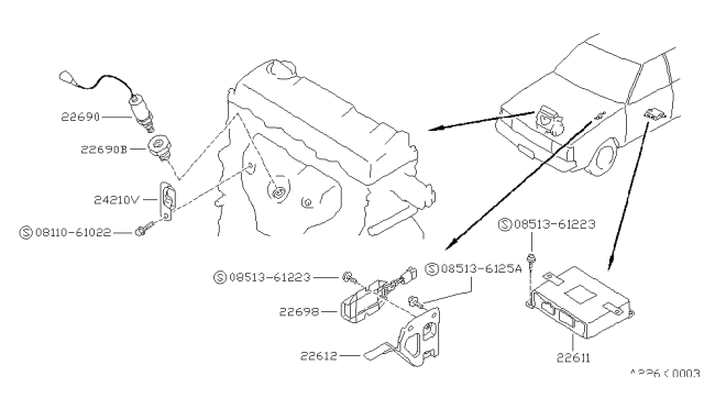 1990 Nissan Sentra Engine Control Unit Assembly Diagram for 23710-84A62