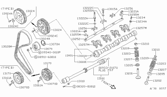 1988 Nissan Sentra Spring-TENSIONER Diagram for 13072-01M00