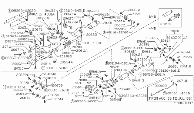1989 Nissan Sentra Gasket-Exhaust Diagram for 20691-77A00