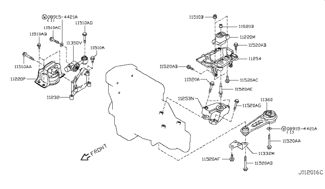 2014 Nissan Cube Engine & Transmission Mounting Diagram 1