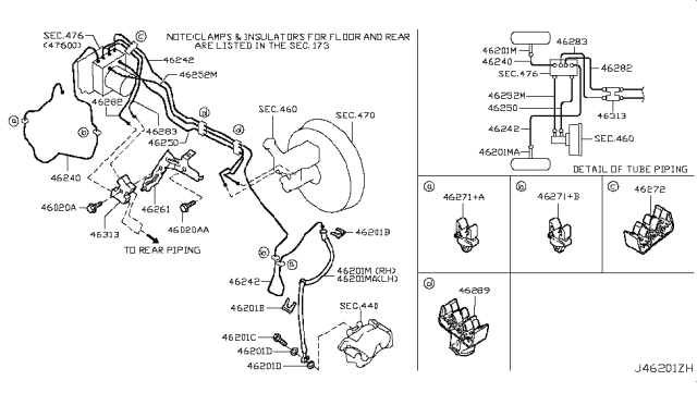2014 Nissan Cube Tube Assembly - Brake, Front RH Diagram for 46240-1FE0D