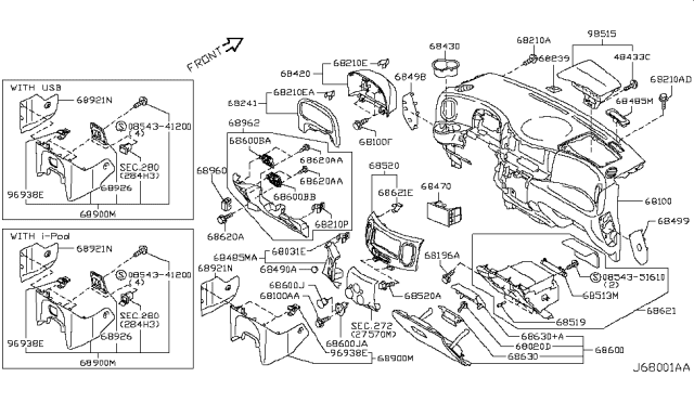 2009 Nissan Cube Lid-Cluster Diagram for 68241-1FC0A