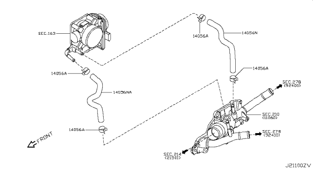 2014 Nissan Cube Water Hose & Piping Diagram