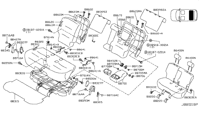 2013 Nissan Cube Trim Assembly-Rear Seat Cushion Diagram for 88320-1FH2B