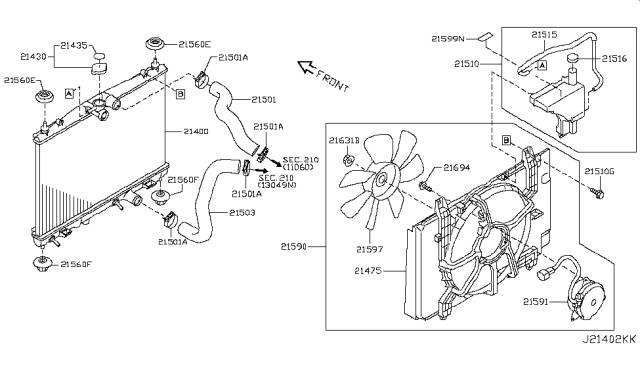 2014 Nissan Cube Radiator,Shroud & Inverter Cooling Diagram 1