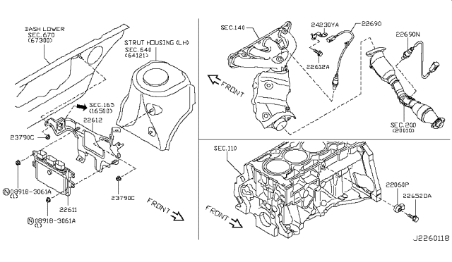 2011 Nissan Cube Engine Control Module Diagram for 23710-1FS5A