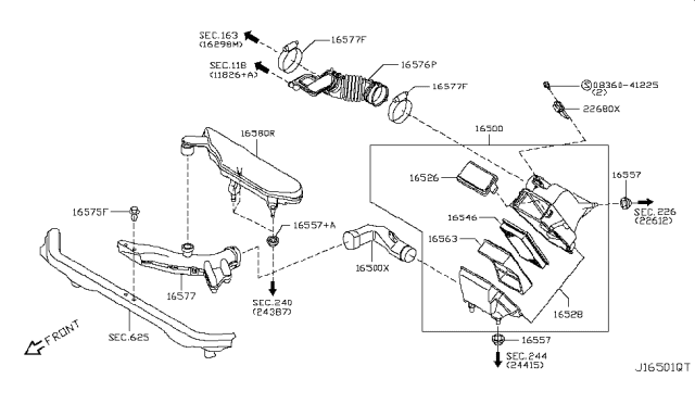 2014 Nissan Cube RESONATOR Assembly Diagram for 16585-1FD0A