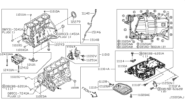 2017 Nissan Rogue Bolt Diagram for 11035-EA000