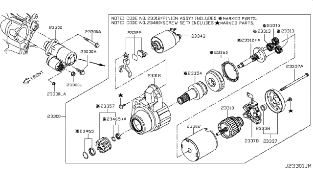2019 Nissan Rogue Pinion Assy Diagram for 23312-JA01A
