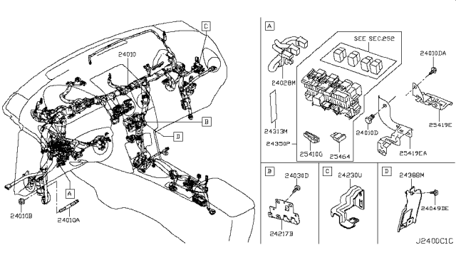 2018 Nissan Rogue Block Assembly-Junction Diagram for 24350-6FL0A