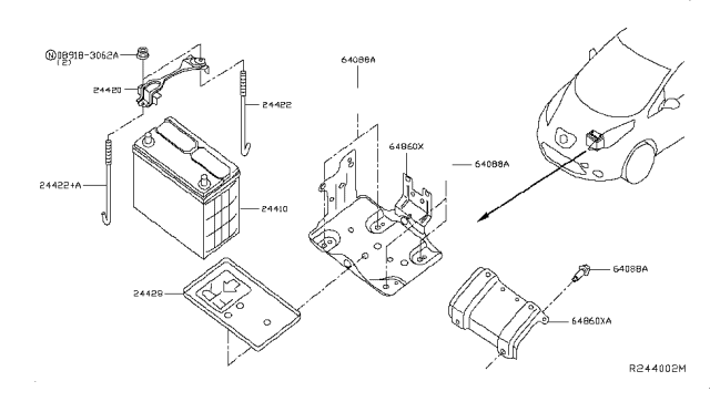 2014 Nissan Leaf Battery & Battery Mounting Diagram 1