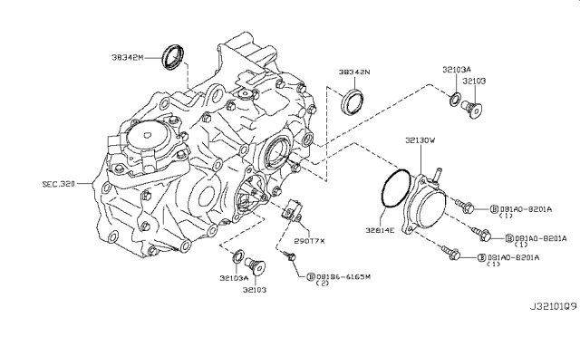 2017 Nissan Leaf Transmission Case & Clutch Release Diagram