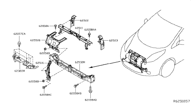 2015 Nissan Leaf Support - Radiator Core, Side LH Diagram for F2521-3NFMA