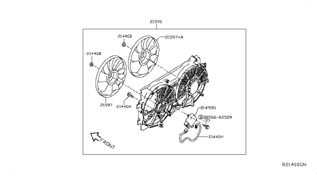2015 Nissan Leaf Radiator,Shroud & Inverter Cooling Diagram 1