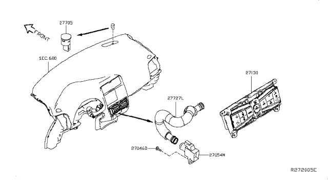 2013 Nissan Leaf Controller Assy-Air Conditiner Diagram for 27500-3NH0A