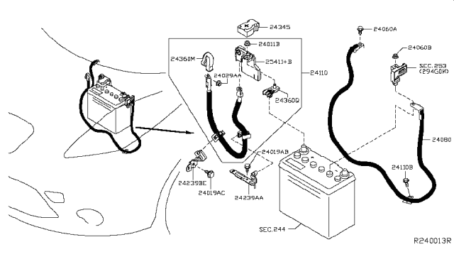 2014 Nissan Leaf Connector Assembly Diagram for 24340-JA74B