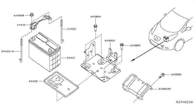 2014 Nissan Leaf Battery & Battery Mounting Diagram 2