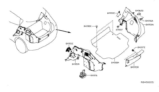 2017 Nissan Leaf Trunk & Luggage Room Trimming Diagram