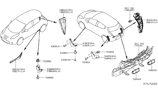 2016 Nissan Leaf Body Side Fitting Diagram 1