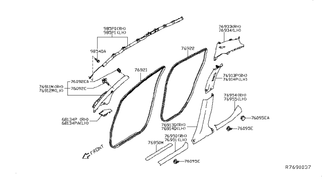 2017 Nissan Leaf Body Side Trimming Diagram