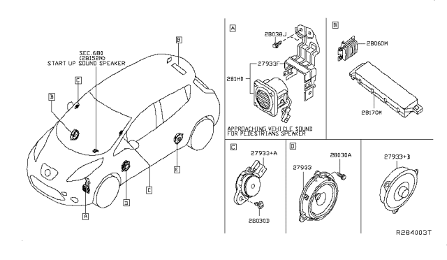 2014 Nissan Leaf Amp Assembly-Speaker Diagram for 28060-3NF0A