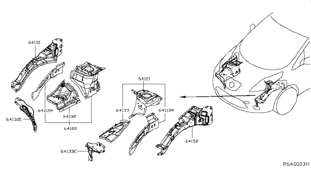 2017 Nissan Leaf Hood Ledge & Fitting Diagram 1