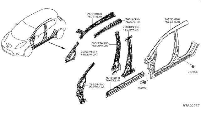 2017 Nissan Leaf Body Side Panel Diagram 1