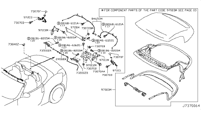 2018 Nissan 370Z Open Roof Parts Diagram 1