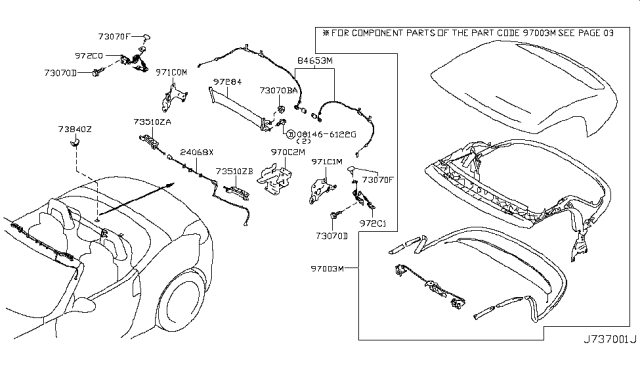 2011 Nissan 370Z Open Roof Parts Diagram 1