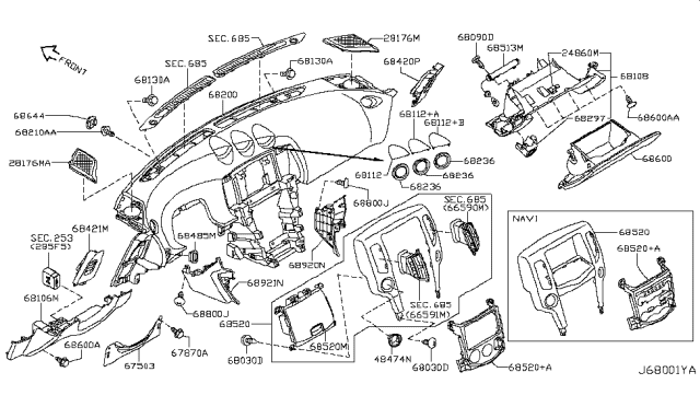 2017 Nissan 370Z Instrument Panel,Pad & Cluster Lid Diagram 4