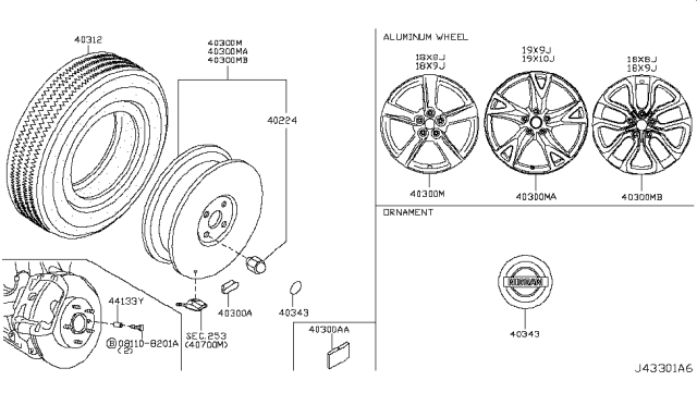 2012 Nissan 370Z Road Wheel & Tire Diagram 4
