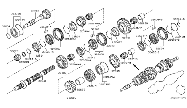 2009 Nissan 370Z Gear Assembly-1ST Diagram for 32231-CD414