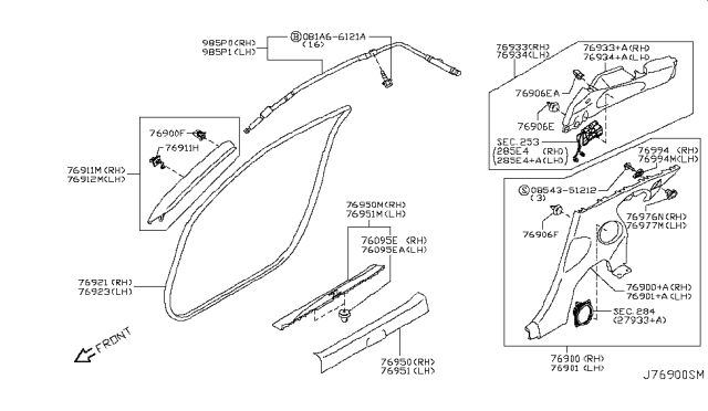 2016 Nissan 370Z Body Side Trimming Diagram 2