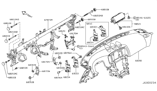 2017 Nissan 370Z Instrument Panel,Pad & Cluster Lid Diagram 1