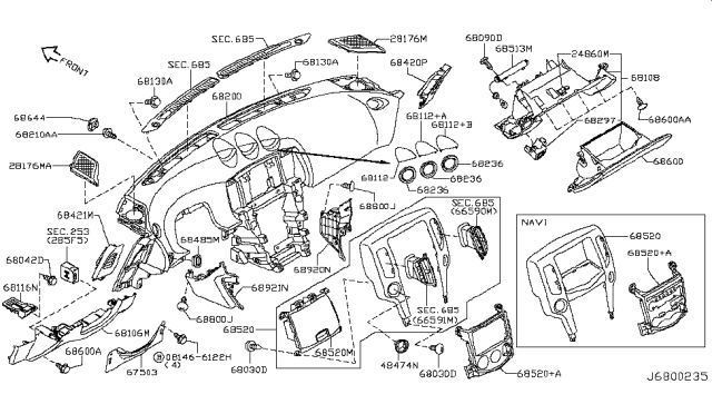 2017 Nissan 370Z Instrument Panel,Pad & Cluster Lid Diagram 3