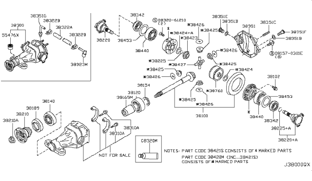 2016 Nissan 370Z Bearing-PINION Diagram for 38140-0C00A