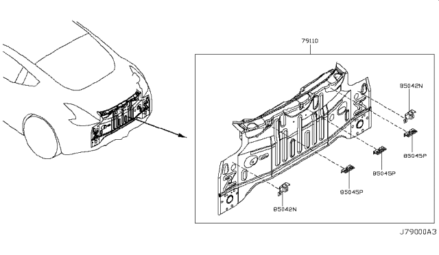 2012 Nissan 370Z Rear,Back Panel & Fitting Diagram 1