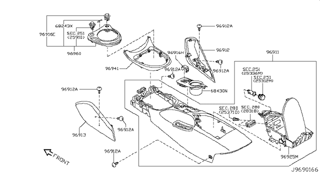 2017 Nissan 370Z Body-Console Diagram for 96911-6GG2A