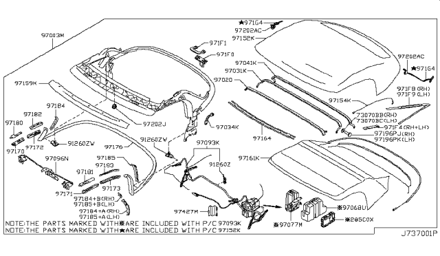 2011 Nissan 370Z Open Roof Parts Diagram 2