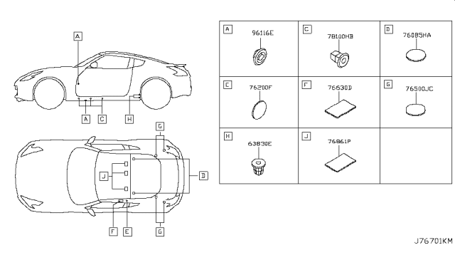 2017 Nissan 370Z Body Side Fitting Diagram 6