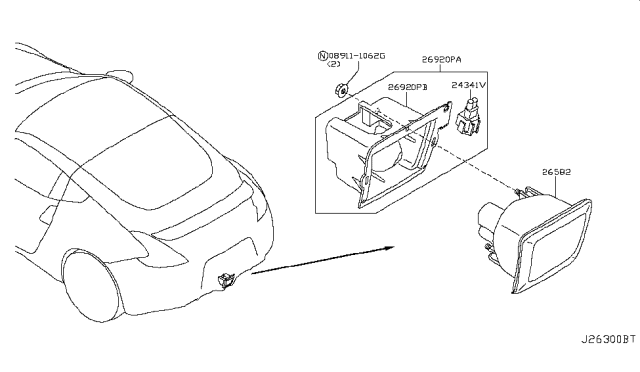 2017 Nissan 370Z Bracket-Rear Fog Lamp Diagram for 26981-1EA0A