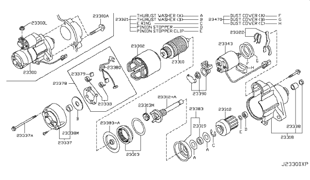 2014 Nissan 370Z Motor Assy-Starter Diagram for 23300-EY00E