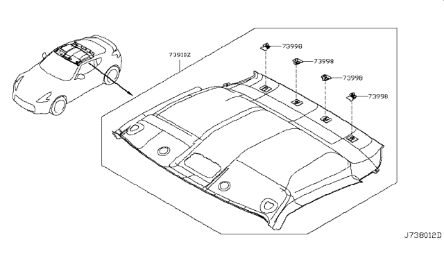 2017 Nissan 370Z Roof Trimming Diagram 1