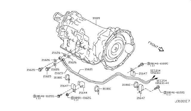 2015 Nissan 370Z Automatic Transmission Assembly Diagram for 310C0-X767B