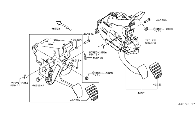 2014 Nissan 370Z Pad-Pedal Diagram for 46531-EG010