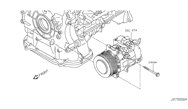 2018 Nissan 370Z Compressor Mounting & Fitting Diagram