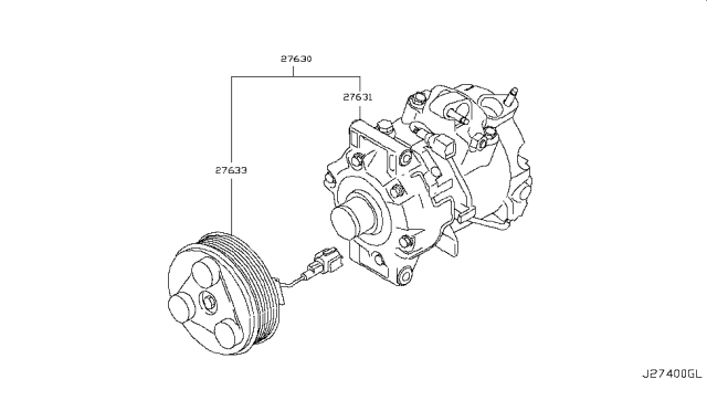 2016 Nissan 370Z Compressor - Cooler Diagram for 92600-1CB1E