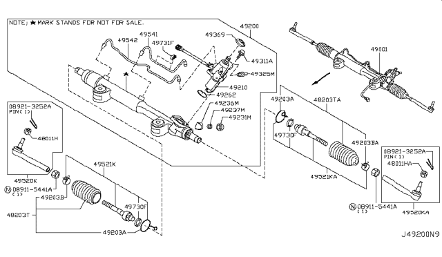 2009 Nissan 370Z Gear Sub Assembly-Power Steering Diagram for 49210-1EA0A