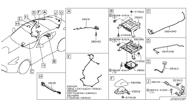 2015 Nissan 370Z Feeder-Antenna Diagram for 28242-1EA3C
